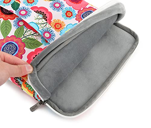 360° Protective Laptop Sleeve Case Bag with 3 Pockets,Handle,Luggage Strap for MacBook Pro 14 inch and 14 inch-14.4 inch Screen Laptop (Flowers) - color: Flowers(3 Pockets), size: 14 inch-14.4 inch