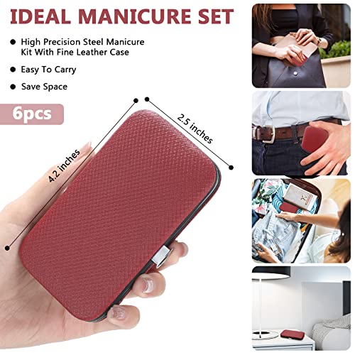 Geosar 12 Sets Manicure Set Nail Clippers Pedicure Kit 8 in 1 Grooming Stainless Steel Kits Nail Care Tools with Travel Case for Employee Coworker Teachers Nurse Gifts(Wine Red) - color: Wine Red