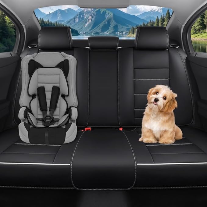 Car Seat Covers Full Set Fit for Buick Encore GX 2012-2026, Premium Faux Leather Waterproof Car Seat Protectors with Lumbar Support, Breathable Anti-Slip Easy to Install(Black&White,Full Set)
