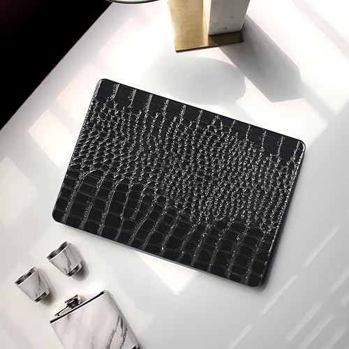 Crocodile Case for MacBook Air 13 Inch 2021 2020 2019 2018 M1 A2337 A2179 A1932, MacBook Air M1 Case, Aligator Skin Snakeskin PU Leather Hardshell & Keyboard Cover for Mac Air 13.3, Shiny Black - color: # Shiny Black Crocodile