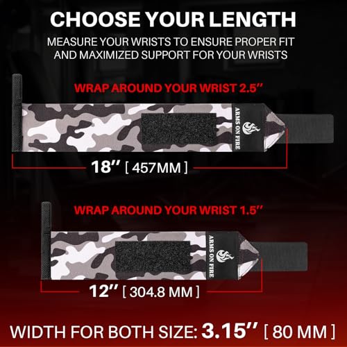 TECEUM Weightlifting 18" & 12" Wrist Wraps with Thumb Loop – Heavy Duty Wrist Workout Braces for Men and Women – Ideal for Powerlifting, Strength Training, Bodybuilding - color: Black Camo, style: 18" – Queen of Lifts