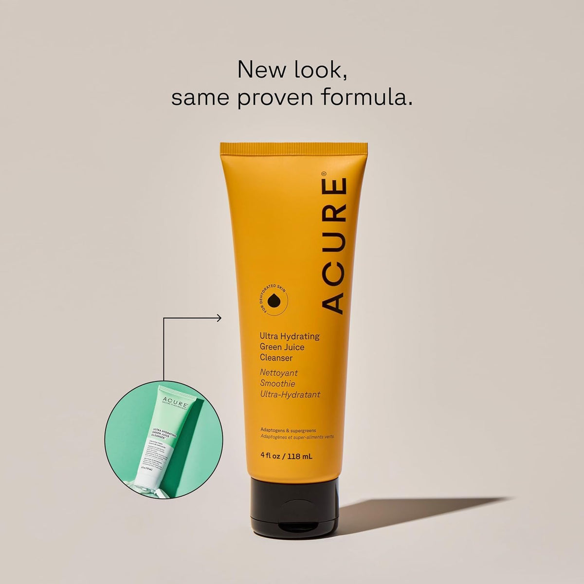Acure Ultra Hydrating Green Juice Face Cleanser - Pore Scrub - 4 fl oz
