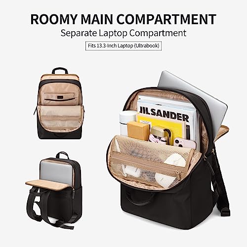 GOLF SUPAGS Travel Laptop Backpack for Women Anti Theft Slim Durable College Bookbag Business Computer Bag Fit 13.3Inch Notebook (Black, 13.3Inch) - color: Black, size: 13.3 Inch