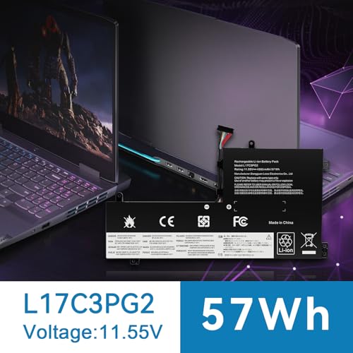 ASUNCELL L17M3PG2 Laptop Battery Compatible with Lenovo Legion Y7000-2019 Y7000P-1060 Y530-15ICH-1060 Y540-15IRH Y540-17lRH Series L17C3PG2 5B10Q88555 5B10Q88559 11.52V 57Wh 4955mAh Ultra-Long Line - size: L17M3PG2 11.18 × 5.59 × 0.67 in