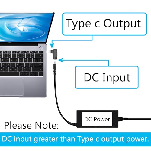 90 Degree 100W DC 7.9mm x 0.9mm Power Adapter, Input 15 - 20.5V, PD Chip | Right Angle DC 7909 Female to USB Type C Male PD Plug, Built in PD Intelligent Chip Quick Identification V/A, for USB C Port - style: DC 7909 Female to USB Type c Male - 100W