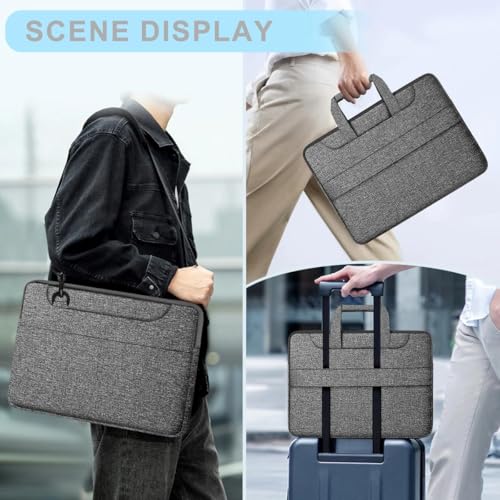 Hseok Laptop Shoulder Bag 15.6-16 inch Case,Water-Resistant Shockproof Computer Handbag with Small Case Compatible with MacBook Pro/Neo 16",Mac Air 15 M5, XPS 15/16 and most 15.6-16 PC,Grey - color: Dark Gray, size: 15.6-16"