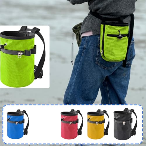 Rock Climbing Chalk Bag & Zippers Pockets Adjustable Bouldering Chalk Bag Bucket for Gym Climbing Gymnastic Bouldering Bucket - color: Willow Green