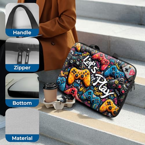 Laptop Sleeve with Handle 17 Inch, Waterproof Laptop Case Bag, Play Games Pattern Design Computer Sleeve Compatible with MacBook Air, Pro, HP, Dell, Lenovo, ASUS - color: Play Games, size: 17inch(16-17.3")
