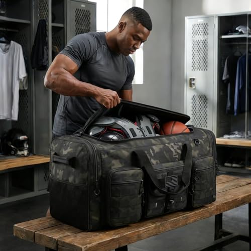 132L Extra Large Duffle Bag, Heavy Duty Sports Equipment Travel Duffel Bag | Perfect for Soccer Baseball Basketball Hockey Football Team Coaches & More - color: Black CM