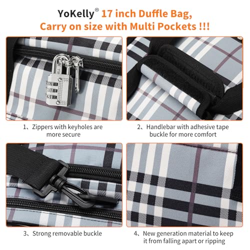 17 inch Small Duffle Bag, Gray/White | 25L, Multi Pockets, Carry On, Weekender Bag, Travel Gym Sport - color: Gray/White, size: 17 inch - 1.0