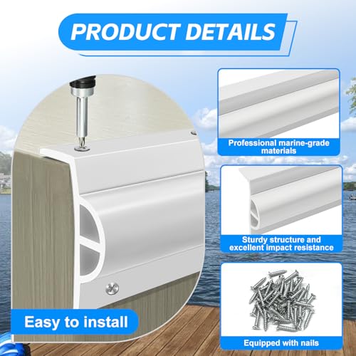 5 Pack Dock Edging Side Gard, 10 Feet Dock Guard with Heavy Wall Sections for Greater Protection – Commercial Grade Double Molded Material (White) - color: 10 Feet White, style: Right angle 5pack