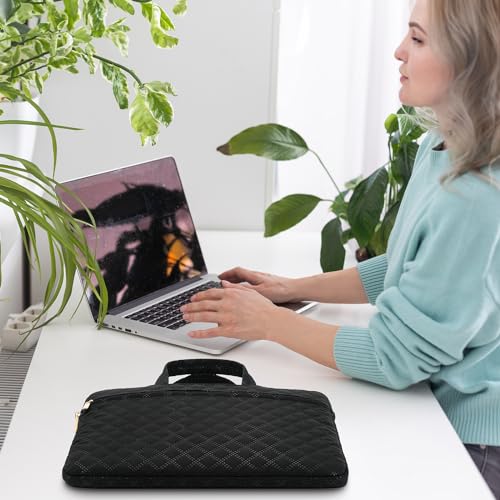 Laptop Sleeve Carrying Case Bag 14-15 Inch Polyester Lightweight with Handle Compatible with MacBook Acer ASUS HP Surface Dell Chromebook, Black - color: Black, size: 14"-15"