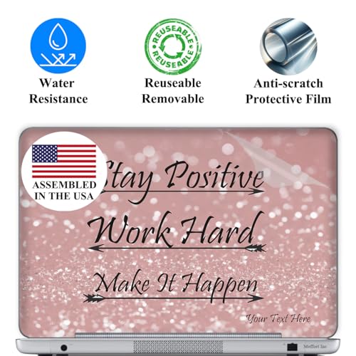 Custom Design Personalized Laptop Skin Sticker Cover Art Decal, Customize with Your Name or Text (12 Inch, Pink Stay Positive) - color: 3700, size: 12 Inch