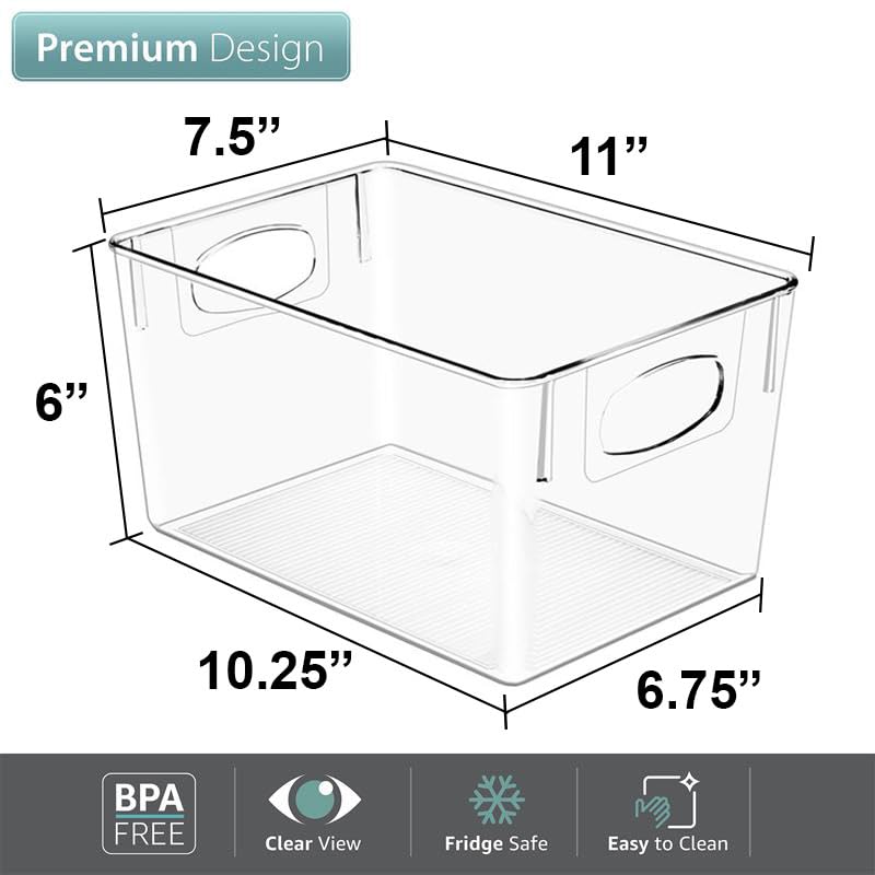 Sorbus Fridge Organizers and Storage, Clear Plastic Bins (Large, 8 Pack)