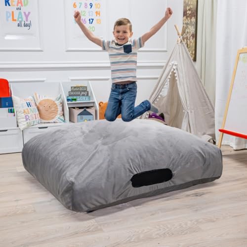 Foamma Crash Pad – (48’’ X 72’’) (4 Ft X 6 Ft) – Sensory Crash Pad with Foam Blocks for Autistic Kids, Soft Fabric & Washable Cover – Ideal for Kids and Adults to Jump, Play, or Relax - color: Grey, size: 48" x 72"