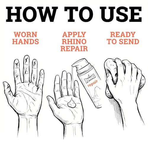 Rhino Skin Solutions Repair Cream Made for Your Adventure, Hand Repair Cream for Dry Cracked Hands, Non Greasy Hand Lotion with Honey and Tea Tree for Athletes and Workers, Made in USA (8 oz) - size: 8 Ounce (Pack of 1)