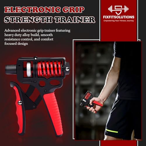 Adjustable 10–400 lb Grip Strength Trainer (Premium Adjustable Grip Strengthener for Forearm Training) Alloy Frame, Titanium-Plated Steel, TPR Non-Slip Handles | Color Red