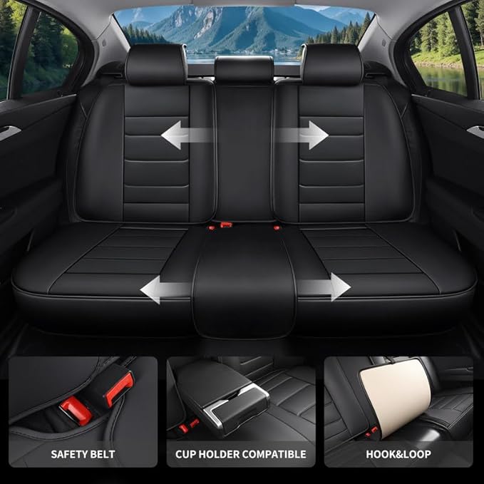 Car Seat Covers Custom Fit for Chevrolet/Chevy Volt 2010-2019, Premium Faux Leather Waterproof Car Seat Protectors with Lumbar Support, Breathable Anti-Slip Easy to Install(Black,Full Set)