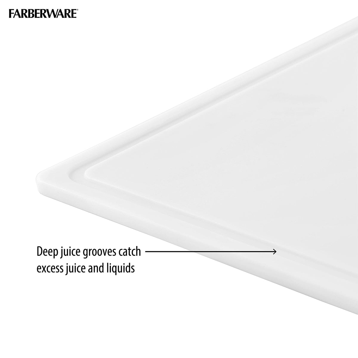 Farberware 15 x 20 Inch Extra Large Plastic Cutting Board, White