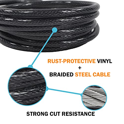 Lumintrail 12mm (1/2 inch) Heavy-Duty Security Cable, Vinyl Coated Braided Steel with Sealed Looped Ends (4', 7', 10', 15', 20', 25' or 30') (25-FT) - size: 25-FT