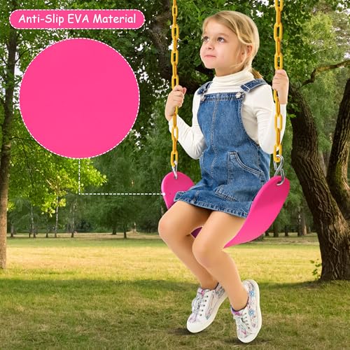 Sunnyglade 2PCS Swings Seats Heavy Duty with 66" Chain, Playground Swing Set Accessories Replacement with Snap Hooks, Support 250lb (2, Pink) - color: Pink