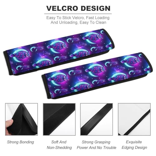 Universal Fit Seat Belt Cover for Adult Use, Stroller Pushchair High Chair, 2PCS Purple Owl On Crescent Moon Harness Pads Strap Shock Absorption - color: Pattern 32
