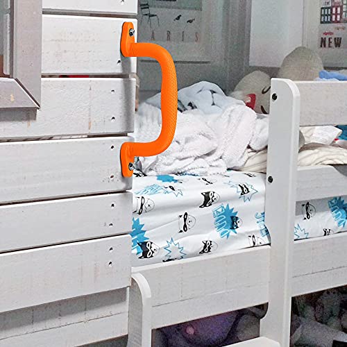 Dolibest 2-Pack Safety Handles for Swing Sets & Playsets - Monkey Bars with Anti-Skid Grip & Finger Indentations, Plastic Grab Handles, Easy Mounting for Climbing Frames, Playhouses, Treehouses - color: Orange-2pcs