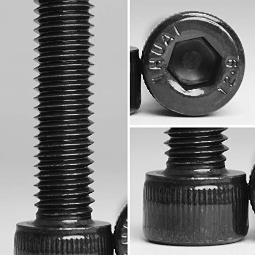 M4 x 6mm Socket Head Cap Screws Bolts 12.9 Grade Alloy Steel Metric Machine Hex Socket Screw, Black Oxide Finish, Fully Threaded, 100PCS - size: M4×6mm