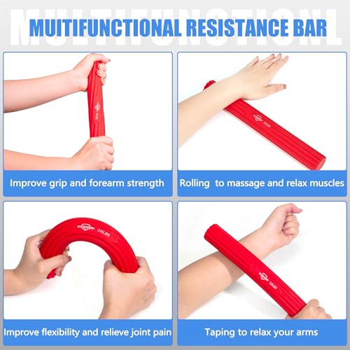 DICYWUDI Flex Therapy Bar and Grip Strength Trainers set, Physical Therapy & Resistance Bar for Golfers Elbow, Tendinitis, Wrist,Forearms Pain, Improve Grip Strength and Relieve Pain - color: Red/Green/Blue