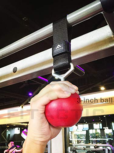 Rock Climbing Solid Training Cannonball Power Pull Up Ball Hold Grips for Straps for Finger, Forearm, Biceps, Back Muscles (Red, 3.5") Bundle with Upgraded 1 Pair Eagle Loops Grip for Fing