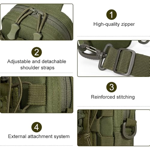 MiOYOOW Tactical Sling Bag, Waterproof Chest Pack Adjustable Crossbody Backpack for Men Women Outdoor Sports Climbing Camping - color: Khaki
