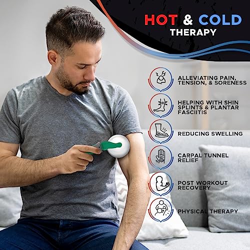 Cold Massage Roller Ball | Cold Therapy | Ice Roller Ball with Handle | cryo Stick | Relieve Muscle Pain (Green) - color: Green