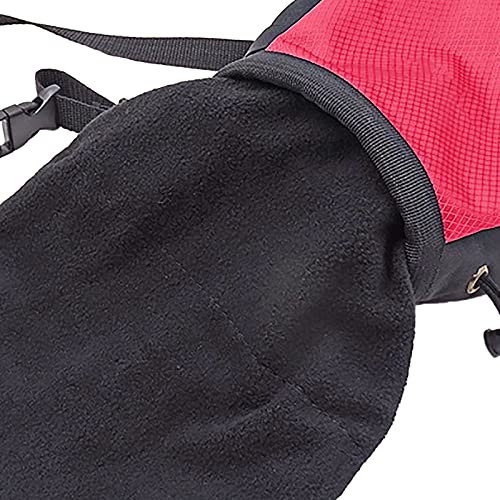 Rock Climbing Chalk Bag with Belt and Zipper Pocket for Fitness Gym Weight Lifting Hunting Bouldering Drawstring Magnesia Sack - color: Red