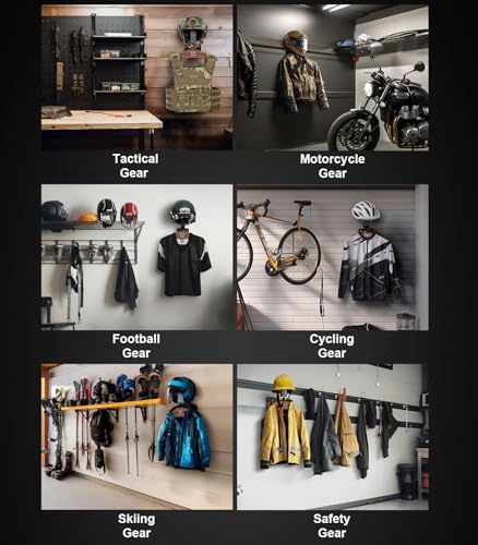 ONETIGRIS Tactical Gear Wall Mount, Motorcycle Helmet Holder Wall Mount Stand, Plate Carrier Rack Jacket Hanger Display Organizer for Police Football Cycling Suit - color: Black Walnut