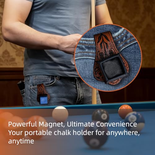 KONLLEN Magnetic Chalk Holder, Pool Cue Accessory | Round or square holder keeps chalk secure and easy to reach for pool cue and billiard players - color: 2-in-1-Red