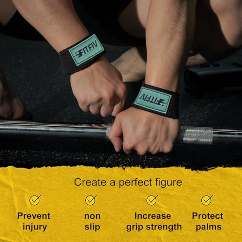 Lifting Straps for Weightlifting, Lifting Wrist Straps for Gym Strength Training, Neoprene-padded Wrist Cushion - Men & Women - color: Black Green