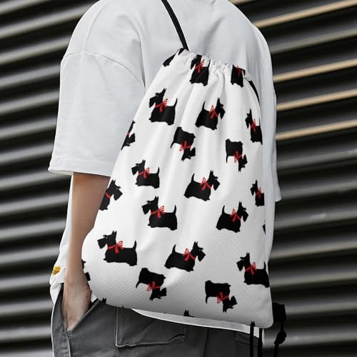 Water Resistant Drawstring Backpack Gym String Bag with Compartment for Yoga Swimming Beach Sports Unisex, Scottie Dog Funny Pattern Bags - color: Picture (35)