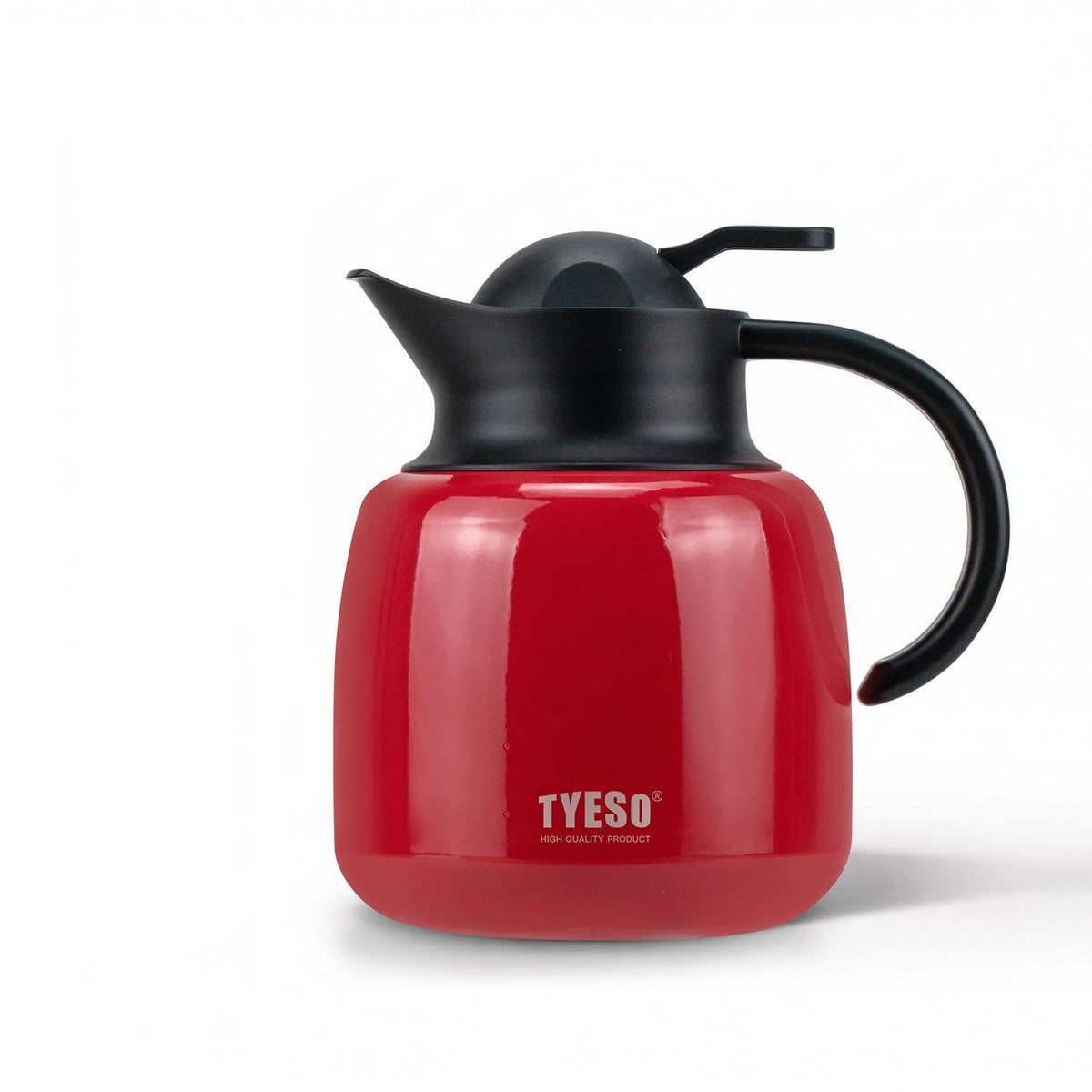 TYESO Vacuum Insulated pot, Portable Stainless Steel Tea/Coffee Pot with Strainer, Storage, for Tabletop Use, with Strainer (RED, 34 oz)