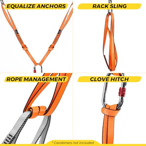 18MM Nylon Climbing Sling Runner 23KN CE2008/EN566 Strong Webbing Straps for Rock Climbing,Mountaineering, Rappelling, Swing, Yoga Hammock etc - color: Grey, size: 120cm/ 48inch |Pack of 6