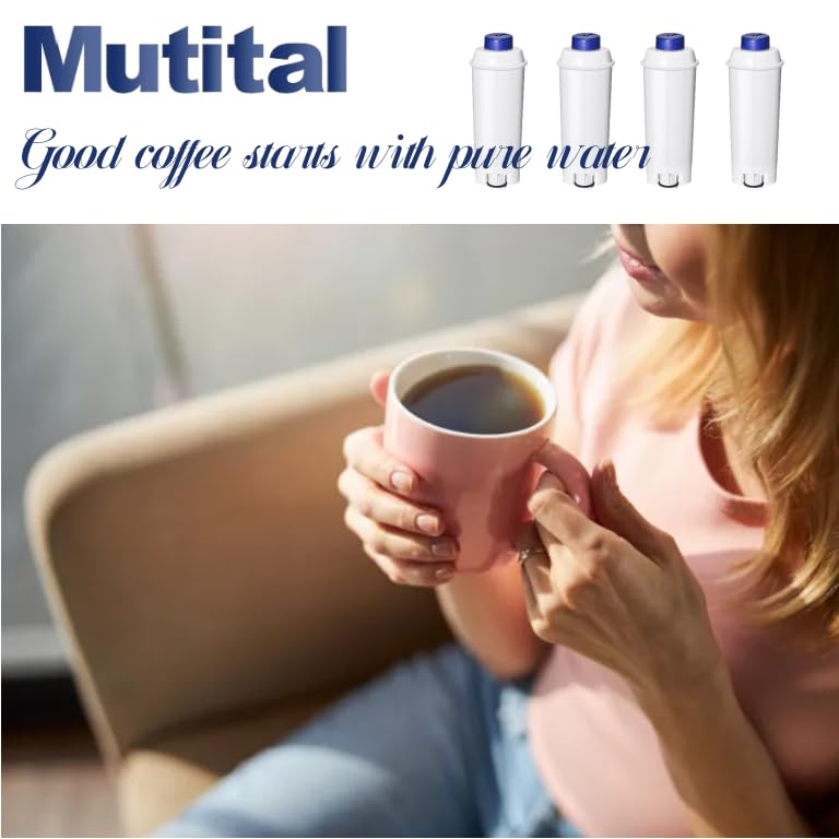 Mutital Water Filter Cartridges, Replacement for De'Longhi DLSC002, 4Pack
