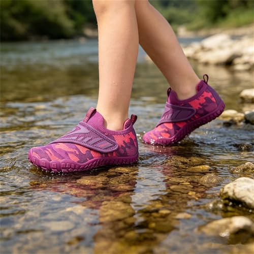 KUBUA Versatile Kids Water Shoes Boys Girls Quick Dry Swim Aqua Socks | Wide Toe Box, Lightweight, Barefoot-Style, Breathable, Beach, Pool, Kayak, Water Parks, Hiking, Toddler, Little Kid, Big Kid - color: Purple, size: 11 Little Kid