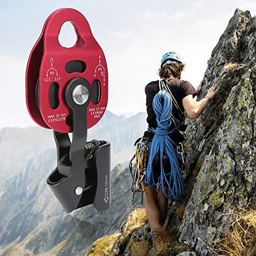 Climbing Pulley,4KN Aluminium Heavy Duty Single Swivel Rope Pulley Block for 8-12mm Rope Climbing Pulley