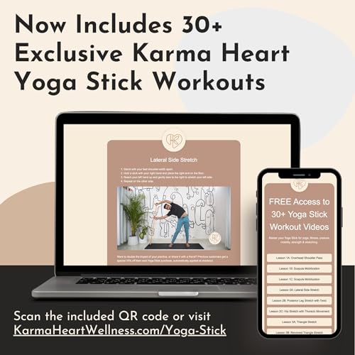 Yoga Stick & Stretching Stick with Super Sturdy Rubber Ends - Bamboo - Black