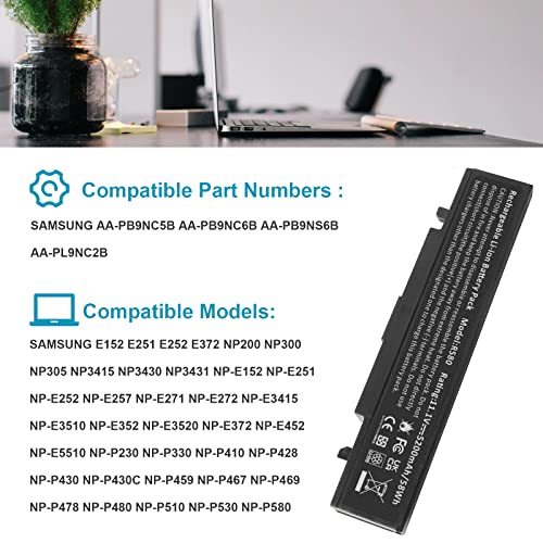 Futurebatt 6Cell AA-PB9NC6B AA-PB9MC6B AA-PB9NC6W AA-PB9NS6B Laptop Battery fit Samsung R420 R430 R468 R470 R480 RV510 RV511 RC512 R519 R520 R530 R540 R580 R730 Q320 Q430 Np550P5c Np365e5c - size: R580 8.86, 3.15, 1.38in