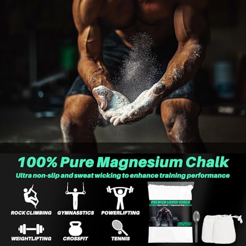 RAINFLOW 2PCS Chalk Ball - Climbing Chalk Gymnastics Magnesium Lifting for Gym, Gymnastics, Grip, Climbing, Weightlifting (5.5oz Chalk Powder) | Gym Chalk, Magnesium Hand Chalk for Weightlifting, Rock Climbing, Bouldering, Lifting, Workout, Gym Bars & Spo