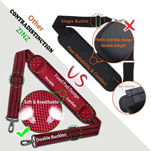Bag Shoulder Strap, Padded Adjustable Shoulder Strap Replacement - color: Black&red Jacquard, size: 57"