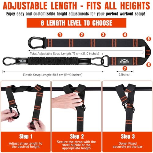 Pull Up Assistance Bands, 300lbs Heavy Duty Resistance Bands for Pull Ups with Adjustable Height, Fabric Feet Rest & Knee Support, Strength Training Pull Up Bar Assist Bands for Home Gym Workouts