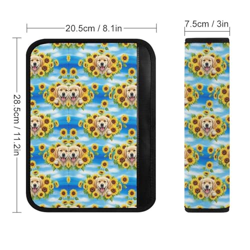 2 Pack Cute Golden Retriever Funny Dog Sunflowers Seat Belt Shoulder Pad Universal Soft and Comfortable Seat Belt Covers Cushion for Kids, Most Cars, Comfortable Driving - color: Pattern 166