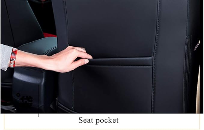 EKR Camry Seat Cover for Toyota Camry L LE XLE 2012 2013 2014 2015 2016 2017 (Not for Hybrid) Leather Car Seat Cover Full Set for Trucks SUV-Faux Leather (Black with Red Trim)