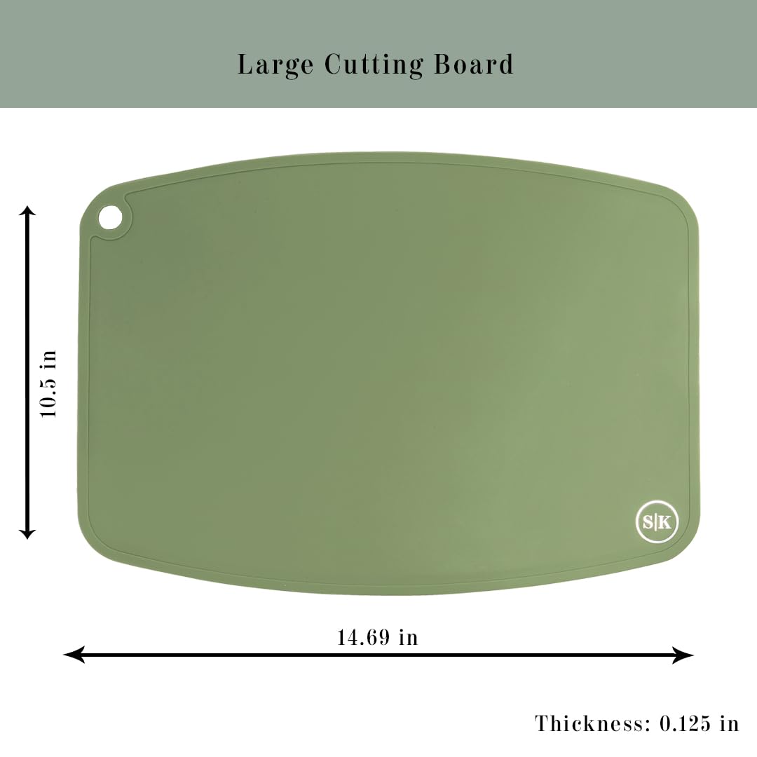 The Silicone Kitchen 3-Piece Premium Silicone Cutting Board Set, Flexible, Non-Slip, Knife-Friendly. BPA Free, Non-Toxic, 100% Food-Grade Silicone